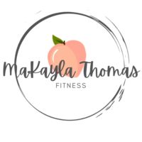 the logo for makaha thomas's fitness, which has peaches on it