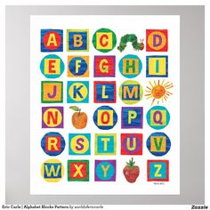 an alphabet poster with the letters and numbers painted on it