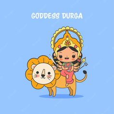 a cartoon character with a lion on it's back and the words goddess dura written