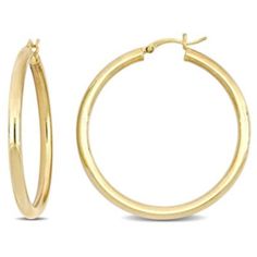 These classic round tube hoop earrings are crafted in lustrous yellow plated sterling silver and feature a stunning round tube hoop earring design, perfect for all occasions. A timeless look which will never fade, choose these sumptuous hoop earrings as a perfect versatile addition to any jewelry collection. | Belk & Co 40MM Tube Hoop Earrings in Yellow Plated Sterling Silver Classic Round Hoop Earrings For Everyday, Classic Circle Hypoallergenic Earrings, Classic Hypoallergenic Circle Earrings, Classic Hypoallergenic Circular Earrings, Classic Round Hypoallergenic Hoop Earrings, Classic Hypoallergenic Round Hoop Earrings, Classic Hypoallergenic Hoop Earrings, Classic Round Earrings, Minimalist Circle Hoop Earrings For Formal Occasions