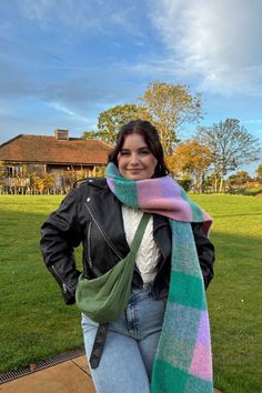 Bright Scarf Outfit, Midsize Winter, High Waisted Flared Jeans, Bright Scarf, Shop The Outfit, Cold Fashion, Scarf Outfit, High Waisted Flare Jeans, Funky Fashion