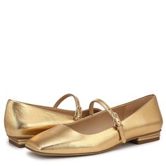 PRICES MAY VARY. Women's ballet flat with faux patent leather upper partially made from recycled materials Partially recycled linings with soft + eco-conscious comfort Modern ballet flats with adjustable buckle closure for easy on/off Mary jane ballet flat with square toe for women Womens ballet flat with sculptural heel detailing Outfits With Gold Flats, Gold Mary Janes, Modern Ballet, Comfortable Dress Shoes, Mary Jane Ballet Flats, Gold Ballet Flats, Powerful Art, Gold Flats, Womens Ballet Flats