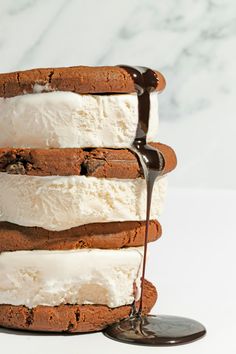 three ice cream sandwiches stacked on top of each other