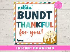 a printable bundt thank for you card with donuts and sprinkles