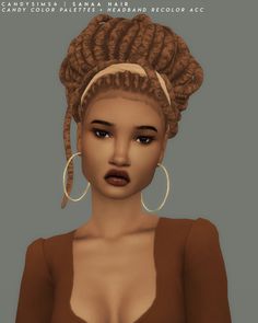 an animated image of a woman with large hoop earrings and braids on her head