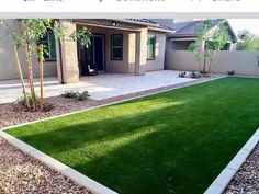 an artificial lawn in front of a house