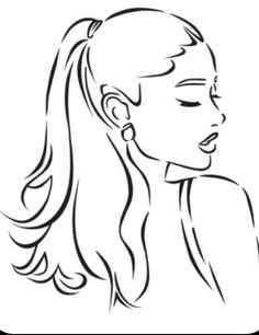 a woman's profile with her eyes closed and long hair pulled back in a ponytail