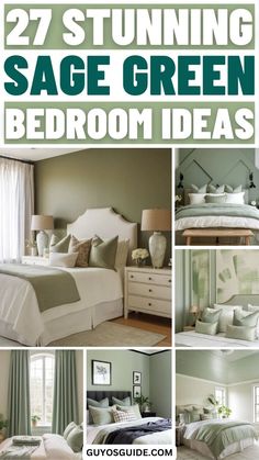 27 Stunning Sage Green Bedroom Ideas Guest Bedroom Ideas Green Colour Schemes, Bedroom With Evergreen Fog, Good And Green Bedroom, Guest Room With Green Accent Wall, Sage And Off White Bedroom, Sage Green Zen Bedroom, Grey Sage Green Bedroom, Green Room White Furniture, Cream And Green Bedroom Ideas