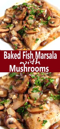 baked fish masala with mushrooms and parsley