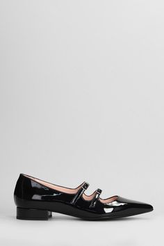 Ballet flats in black patent leather, pointed toe, two ankle strap, slip on, leather sole, heel 25 mm, patent leather, Made in ItalyGender: WomenMaterial: PATENT LEATHERColor: BlackMade in: ITProduct ID: 404815_1754*Import tax/duty will be calculated at checkout (If applicable)