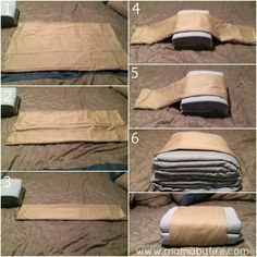 instructions for how to fold a blanket on top of a bed