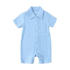 PRICES MAY VARY. Soft Fabric: The baby boy short sleeve romper made of soft cotton blend is skin-friendly,light and dry,absorb sweat and breathability, comfortable to wear, suitable for babies to wear.Since the material of this romper is bubble cotton with no elasticity, the size is a little larger, please check the size table to choose Features: Newborn baby boy romper jumpsuit,solid romper,button down shirt onesie,short sleeve romper with pocket one piece summer clothes outfit.Make your baby more handsome and more comfortable activities Size: The baby romper jumpsuit is suitable for 0-3 months boy clothes,3-6 months boy clothes,6-12 months boy clothes,12-18 months boy clothes,18-24 months boy clothes.Baby boy jumpsuit,baby boy bodysuit,baby boy onesie,infant boy romper,newborn boy bodysu Jumpsuit Shorts, Infant Boy, Baby Boy Romper, Boy Onesie, Clothes Outfit, Baby Boy Onesies, Romper Jumpsuit, Short Sleeve Romper, Boys Romper