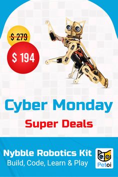 The biggest sale of the year ends on Cyber Monday. Adopt the cutest programmable open source robot cat Nybble now. #Petoi #Nybble #OpenCat #STEM #BostonDynamics #robot #OpenSource #RobotCat #robotics #RobotKit #quadruped #gadget #STEMKit #cybermonday #cybermonday2022 Remote Control Robot