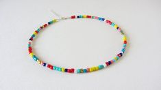 Beaded choker beach pride handmade bead choker hippie choker necklace rainbow beaded choker beaded n Hippie Choker Necklace, Colorful Choker, Seed Bead Choker, Simple Choker, Classy Necklace, Handmade Chokers, Diamond Heart Pendant Necklace, Bead Choker, Rainbow Beads