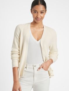 Saw this on Banana Republic: Banana Republic Style, Summer Cardigan, Knit Texture, Cream Cardigan, Open Cardigan Sweater, Cotton Cardigan, Open Cardigan, Open Front Cardigan, Work Fashion