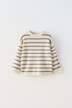 STRIPED KNIT SWEATER - Ecru / Beige | ZARA United States Staple Dress, Striped Knit Sweater, Cardigan Sweater Jacket, Zara Kids, Tshirt Skirt, Round Neck Sweaters, Kids Sweater, T Shirt Vest, Zara United States