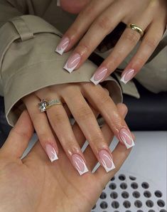 Latino Nail Designs, Modern French Nails Square, Nursing Graduation Nails, Nail Inspo Diamonds, French Tip With Gold Accent, French Tip With Diamonds, Glittery French Nails, Triangle French Tip Nails, White On White French Manicure