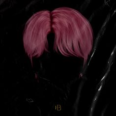 a pink wig with long bangs in the middle of it's hair, on a black background