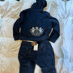 Juicy Couture Plus Size Hollywood Scottie Snap Pocket Cotton Velour Track Pants + Scottie Hoodie In Size 2x Blue New! Juicy Track Suit, Juicy Couture Track Suit, Juicy Tracksuit, Juicy Couture Tracksuit, Track Suit, Christmas List, Juicy Couture, Track Pants, Pant Jumpsuit