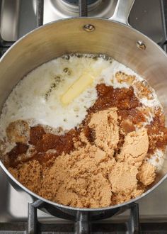 the food is being prepared in the pot on the stove top, ready to be cooked