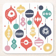 christmas ornaments on a white background beverage coaster