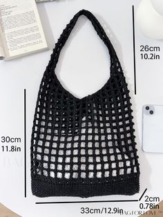 BagForLove - Versatile Retro Mesh Bag with Large Capacity, Ideal for Beach, Shopping, and Vacation Product Description Color Black Details Hollow Bag Size Medium Style Vacation Type Crochet Bags Pattern Type Plain Strap Type Top Handle Features Lightweight Closure Type No-closure Composition 100% Polyester Material Fabric Size Chart INCH CM Bag Length Bag Width Bag Height Handle Height 13 inch 0.8 inch 11.8 inch 10.2 inch Bag Length Bag Width Bag Height Handle Height 33 cm 2 cm 30 cm 26 cm Details Pictures Similar Products h2 { text-align: center; } /* æ¢è¡ */ li{ white-space: normal; word-break: break-all; word-wrap: break-word; } .red-box { width: 100%; display: flex; flex-direction: row; flex-wrap: wrap; justify-content: center; } .red-box > div { width: 190px; height: 250px; margin: Bags Pattern, Beach Shopping, Pink Backpack, Word Wrap, Crochet Bag Pattern, Crochet Bags, Evening Clutch, Mesh Bag, Retro Chic