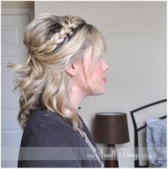 This girl has a ton of cute hair styles- but I love this one for the wedding! Medium Length Hair Dos, Half Up Tutorial, Hair Dos For Wedding, Half French Braids, Small Things Blog, Wedding Hairstyles Medium Length, Braided Half Up, Estilo Real, Hair Bridesmaid