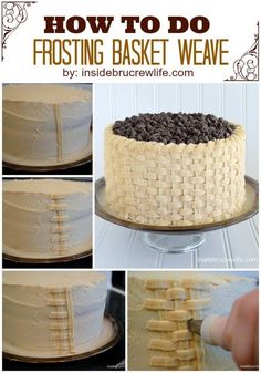 how to do frosting basket weave on a cake with chocolate chips and icing