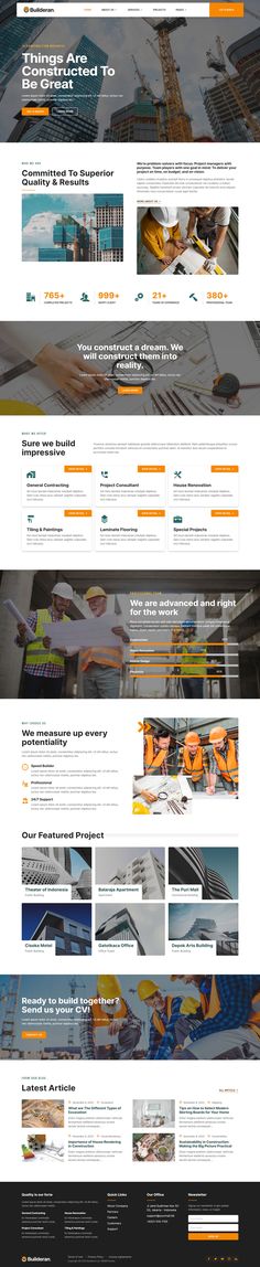 an image of a website design for construction company