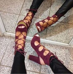 Find More at => http://feedproxy.google.com/~r/amazingoutfits/~3/xQKZfea4_ok/AmazingOutfits.page Chunky Heels Sandals, Lace Up Ankle Boots, Chunky Heel