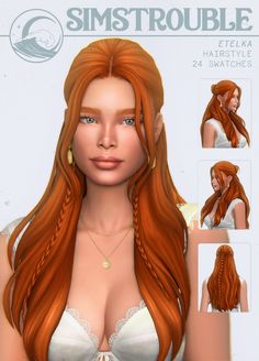 A half-up wavy hairstyle with a bun securing the front sections and several braids of varying sizes flowing after the wavy, loose hair. I also included three versions without bangs and braids for a clearer look 🦀 Support my work on Patreon to get Early Access and add your suggestions for future projects 🌊 Sims 4 Cc Braided Hair, Simstrouble Cc, Wavy Hairstyle, Cc Clothes, The Sims 4 Packs, Loose Hair