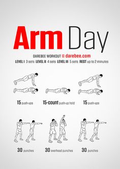 the arm day poster shows how to do exercises