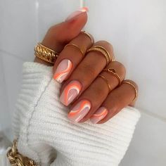 nails biab Simple Acrylic Nails, Short Square Acrylic Nails, Makijaż Smokey Eye, Cute Gel Nails, Vacation Nails, Acrylic Nails Coffin Short, Summer Acrylic Nails, Short Acrylic Nails Designs, Orange Nails