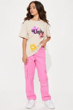 Mini Lily High Rise Cargo Jeans - Pink | Fashion Nova, Kids Pants & Jeans | Fashion Nova Casual Pink Bottoms With Graphic Print, Pink Graphic Print Bottoms For Spring, Spring Pink Graphic Print Bottoms, Lily High Rise Cargo Jeans, Cargo Pants Kids, High Rise Cargo Jeans, Jeans Fashion, Kids Pants, Cargo Jeans