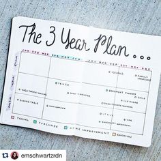 the 3 year plan is on top of a piece of paper