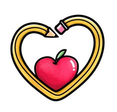 an apple in the shape of a heart with a pencil sticking out of it's side