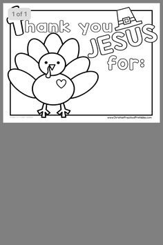 a coloring page with the words thank you jesus for us and a turkey on it