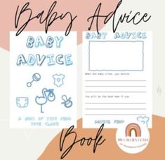 the baby advice book is next to it's envelope