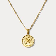 Gold Zodiac Sign Coin Necklace, Zodiac Sign Round Pendant Coin Necklace As Gift, Zodiac Sign Coin Necklace Gift, Scorpio Zodiac Symbol, Zodiac Necklace Scorpio, Scorpio Constellation, Scorpio Necklace, Diamond Star Necklace, Star And Moon Necklace