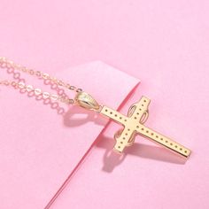 Diamond Infinity Cross Necklace in 9K Yellow Gold Gift Cross Necklace With Diamond Accents, Gold Diamond Cross Necklace As Gift, Gold Cross Necklace With Diamond Accents, Yellow Gold Cross Necklace With Diamond Accents For Gift, Gold Cubic Zirconia Cross Necklace, Gold Diamond Cross Necklace Gift, Yellow Gold Cubic Zirconia Cross Necklace, Yellow Gold Brilliant Cut Cross Pendant Diamond Necklace, Gold Crucifix Cross Necklace With Diamond Accents