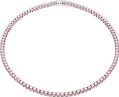 Luxury Pink Necklaces With Brilliant Cut, Luxury Pink Necklace With Brilliant Cut, Elegant Pink Round Diamond Necklace, Formal Pink Brilliant Cut Necklace, Luxury Pink Necklaces With Sparkling Stones, Formal Pink Necklace With Brilliant Cut, Formal Silver Gemstone Tennis Necklace, Elegant Pink Tennis Necklace As Gift, Pink Necklace With Prong Setting For Formal Occasions