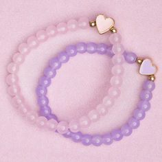 With All My Heart Bracelet Girl Bracelet Great Pretenders Pink And Purple Bracelet, Purple Bracelets, Heart Kawaii, Crystal Bead Jewelry, All My Heart, Purple Bracelet, Bracelet Style, With All My Heart, Bead Jewelry