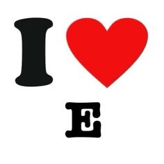 i love e with the letter e in black and red