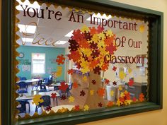 a classroom decorated with fall leaves and the words you're important to our classroom