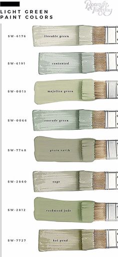 four different shades of paint with the names and colors in each one's font