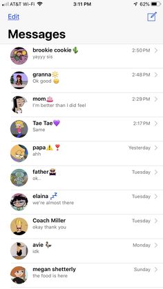 an iphone screen showing messages from different people