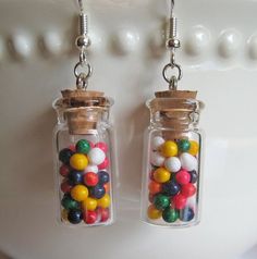 Food Jewelry - Rainbow Candy Jar Earrings - Candy Earrings - Food Earrings - Birthday Gifts - Tween Jar Earrings, Crazy Earrings, Lollipop Earrings, Sugared Almonds, Cake Sprinkles, Teacher Earrings, Liquorice Allsorts, Weird Jewelry, Handmade Candy