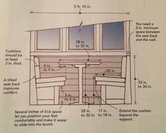 the diagram shows how much space is needed to fit in this window and seat area