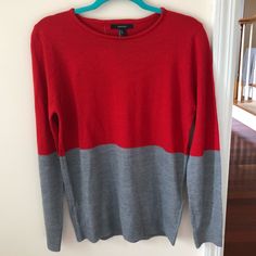 Brand New With Tags! Red Color Block Long Sleeve Sweater, Forever 21 Sweater, Color Block Sweater, Red And Grey, Lady In Red, Forever 21, Color Block, Gray Color, Sweaters For Women