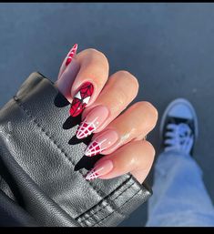 Cool Red Nails, Halloween Nail Inspiration, Spiderman Nails Acrylic, Nail Art With Gems, Uñas Aesthetic, Grunge Nails